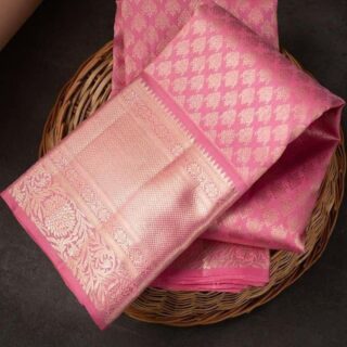 Stylish Pink Soft Silk Saree With Unique Pink Blouse Piece