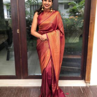 Murmurous Wine Soft Silk Saree With Nemesis Blouse Piece