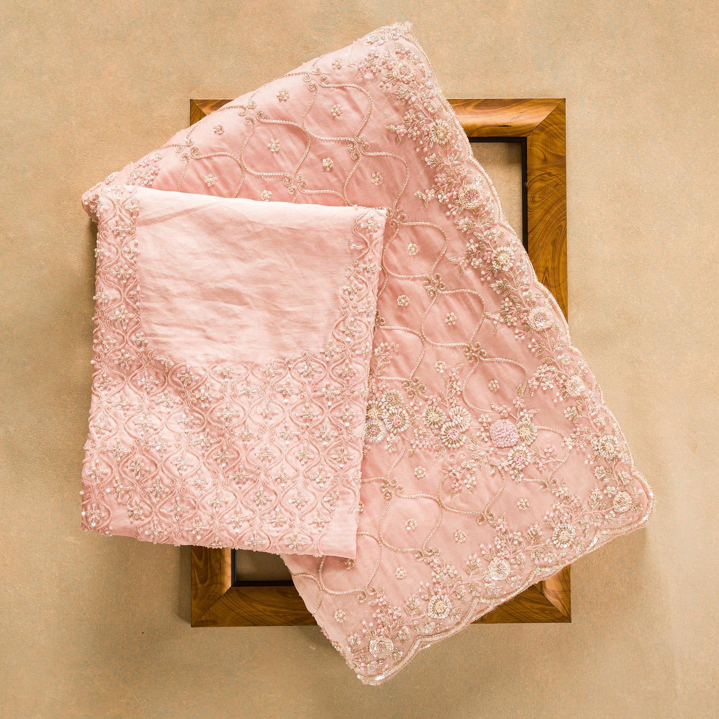 Light Peach Colour Rangoli Silk Sequence Embroidery Work Saree With Blouse