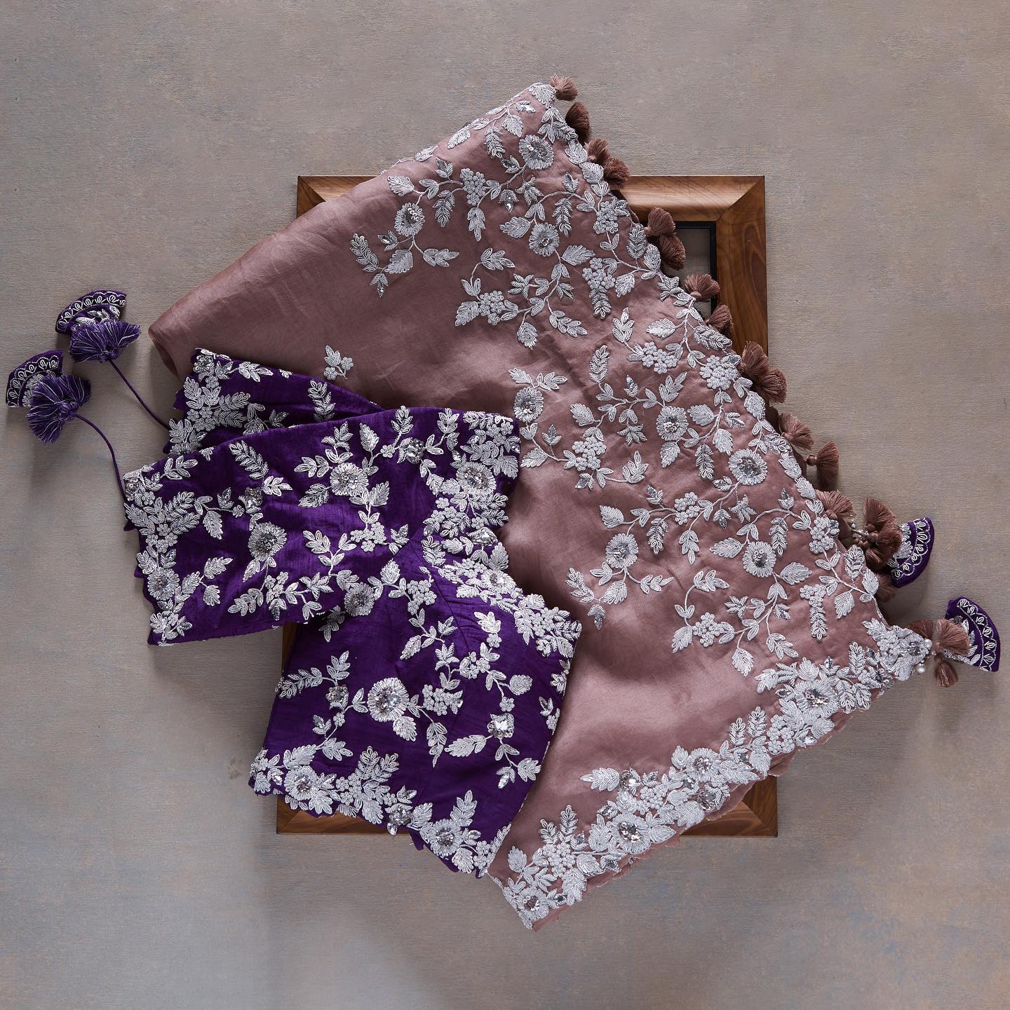 Peach blue Colour Rangoli Silk Sequence Embroidery Work Saree With Blouse