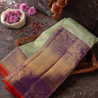 Seraglio Sea Green Soft Banarasi Silk Saree With Divine Blouse Piece