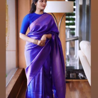 Adoring Blue Soft Silk Saree With Tempting Blouse Piece