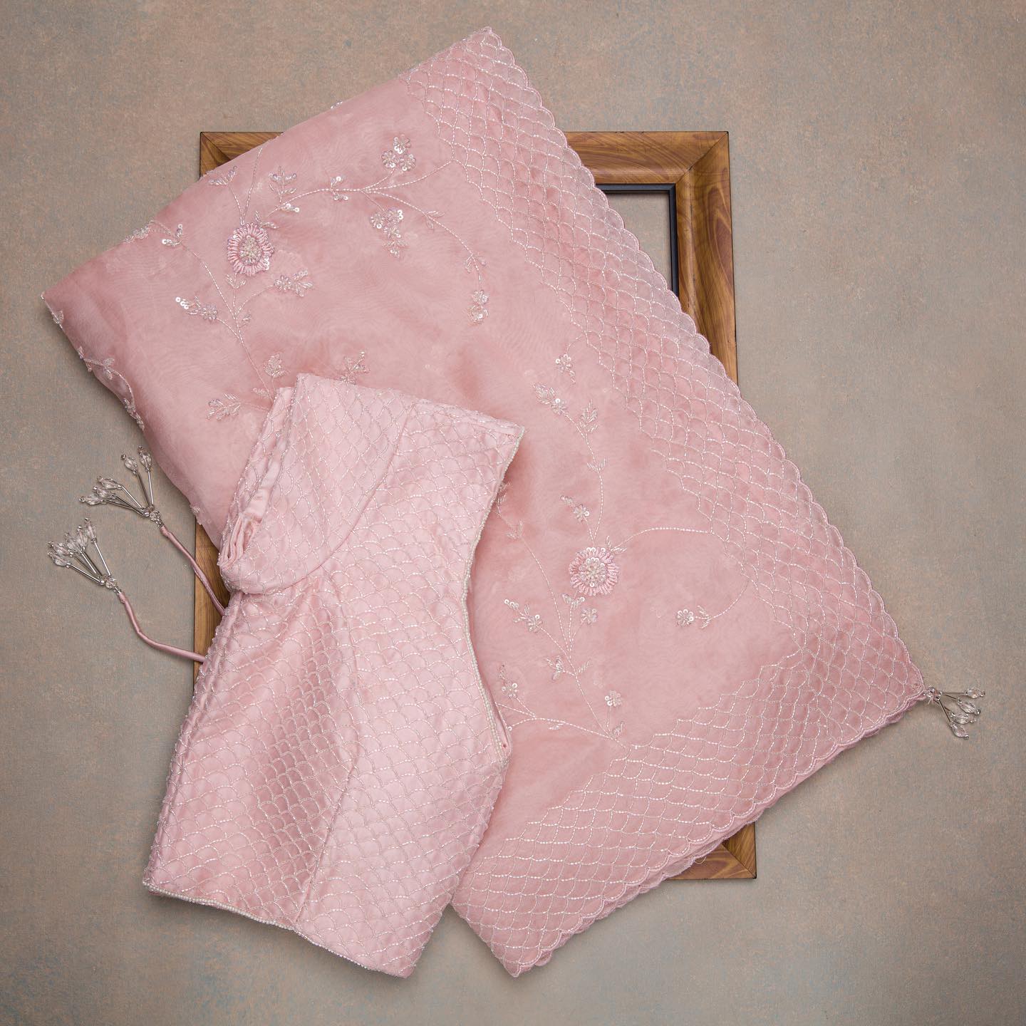 Pink Colour Rangoli Silk Sequence Embroidery Work Saree With Blouse