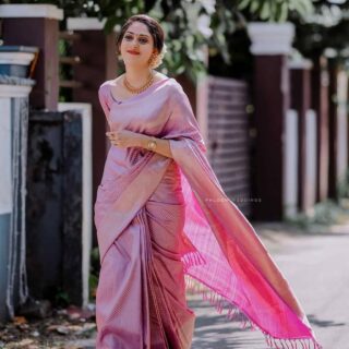 Quintessential Pink Soft Silk Saree With Petrichor Blouse Piece