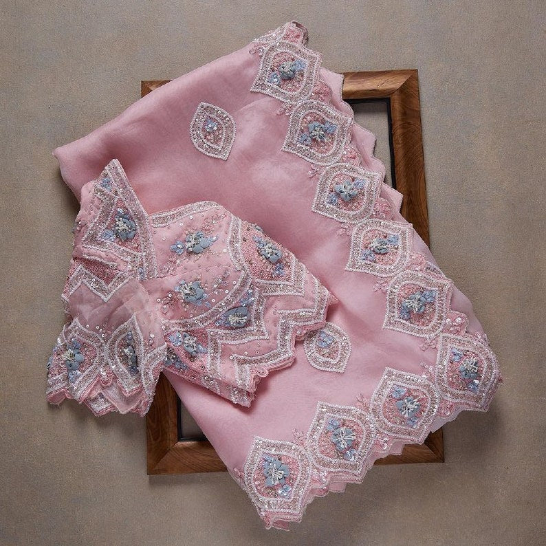 Baby Pink Colour Rangoli Silk Sequence Embroidery Work Saree With Blouse