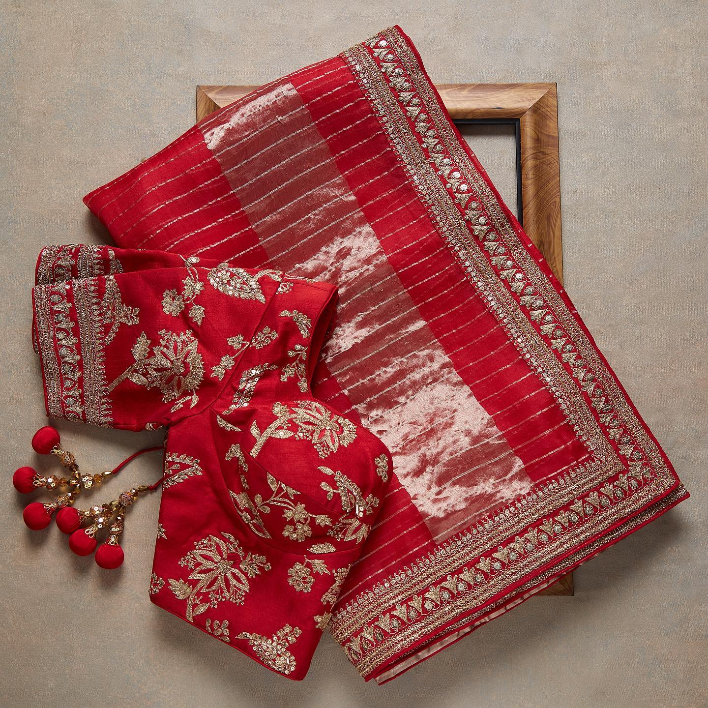 Red Colour Rangoli Silk Sequence Embroidery Work Saree With Blouse