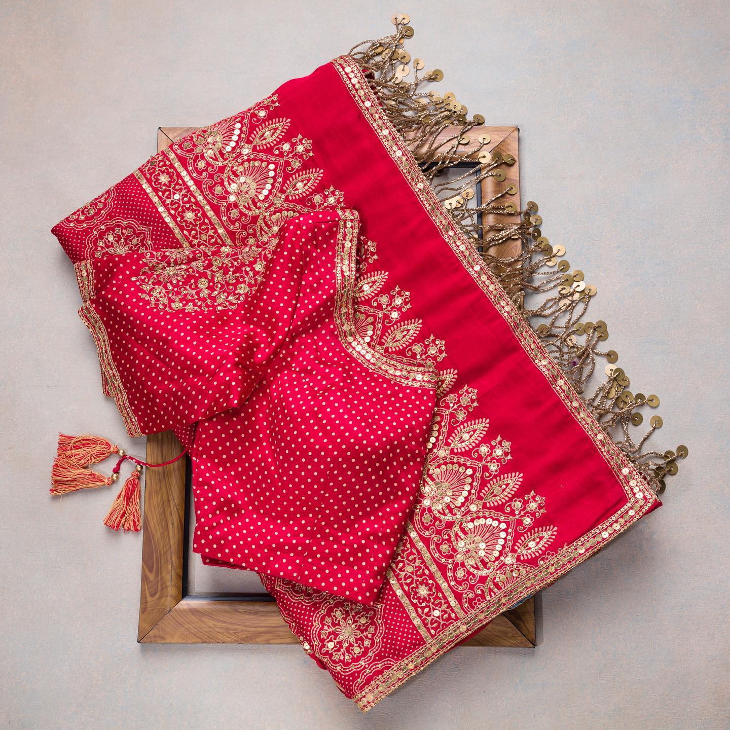 Red Colour Rangoli Silk Sequence Embroidery Work Saree With Blouse