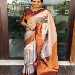 Beauteous Beige Soft Silk Saree with wonderful Blouse Piece