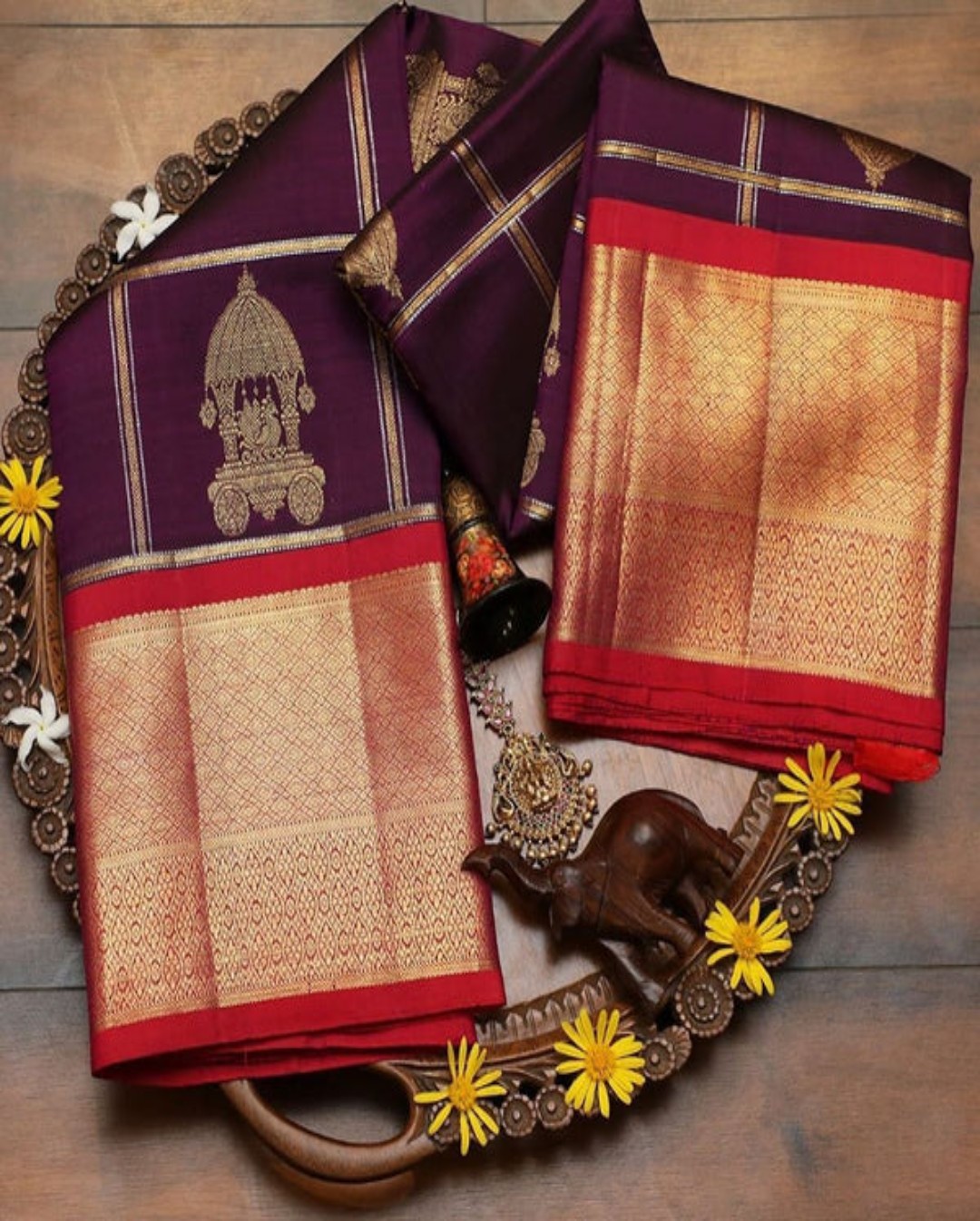 The Silk Archaic Traditional Soft Silk Kanchipuram Saree Online with 0.80m Blouse