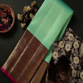 The Silk C-Green Silk Saree Archaic Traditional Kanchi Soft Silk Sari With Attached Blouse