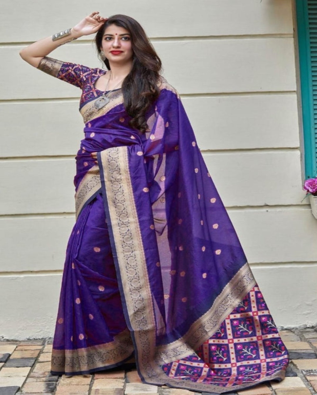 The Silk Women's Designer Purple Soft Silk Banarasi Saree online with 0.80m Attached Blouse