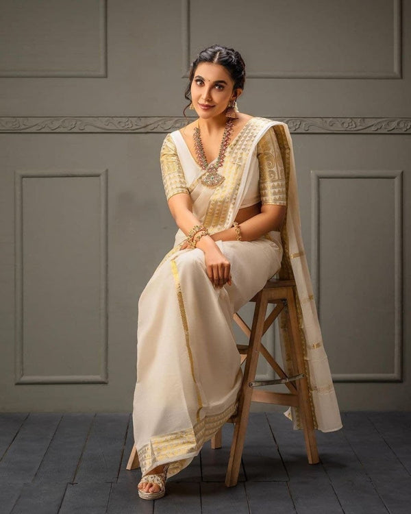 Malayalam actress and model Parvathy Nair latest saree