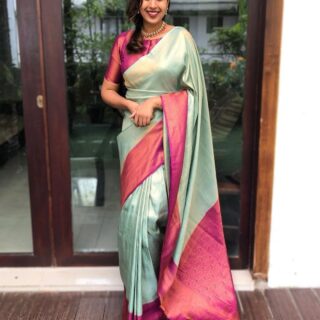 Admirable Sea Green Soft Silk Saree With Angelic Blouse Piece