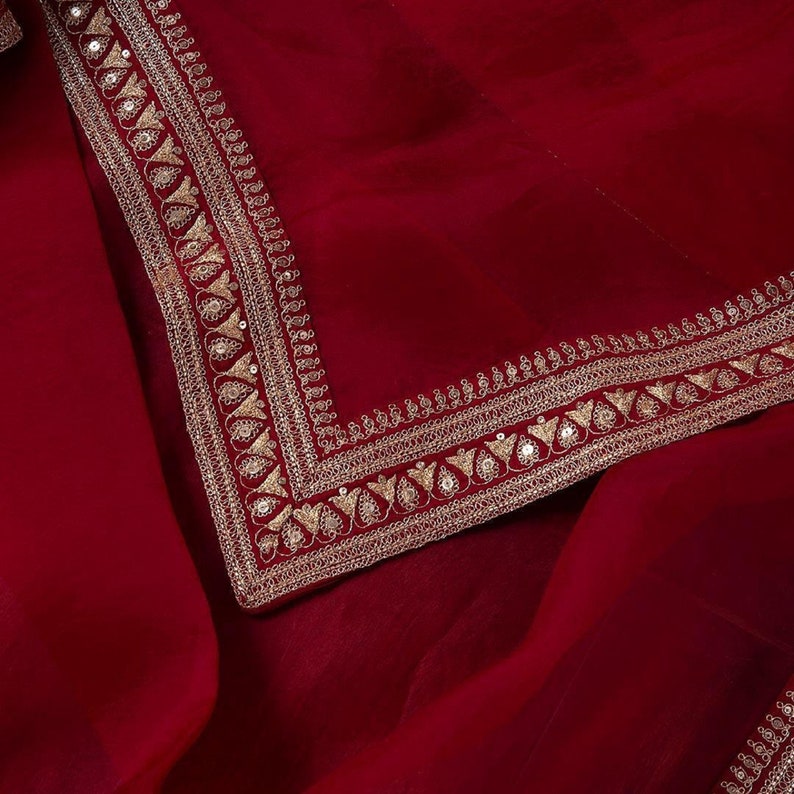 Maroon Colour Rangoli Silk Sequence Embroidery Work Saree With Blouse - Image 2