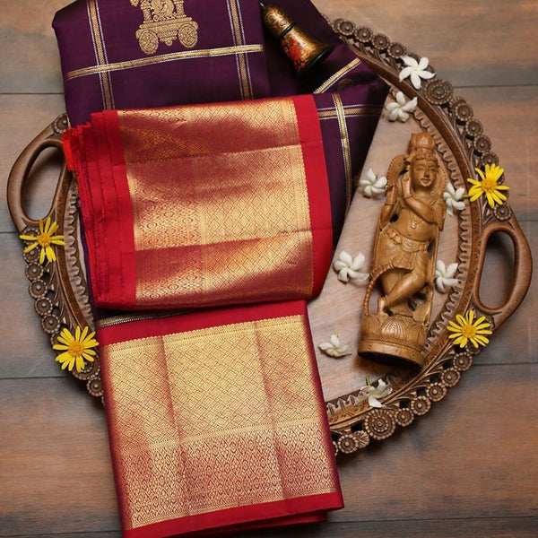 The Silk Archaic Traditional Soft Silk Kanchipuram Saree Online with 0.80m Blouse - Image 2