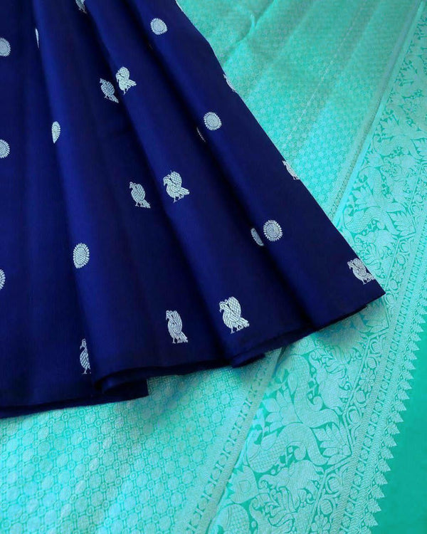 The Silk Women Firozi Blue Style Traditional Soft Silk Saree with 0.80 m Attached Blouse - Image 2