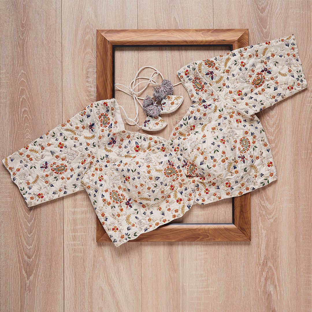 Orange Colour Rangoli Silk Sequence Embroidery Work Saree With Blouse - Image 2