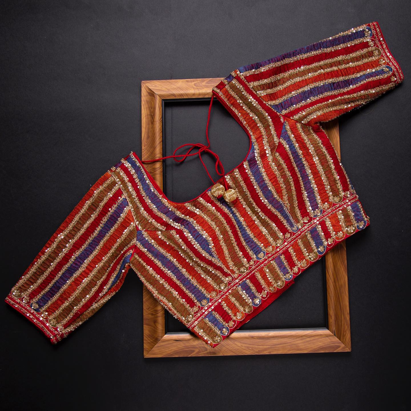 Multi Colour Rangoli Silk Sequence Embroidery Work Saree With Blouse - Image 2