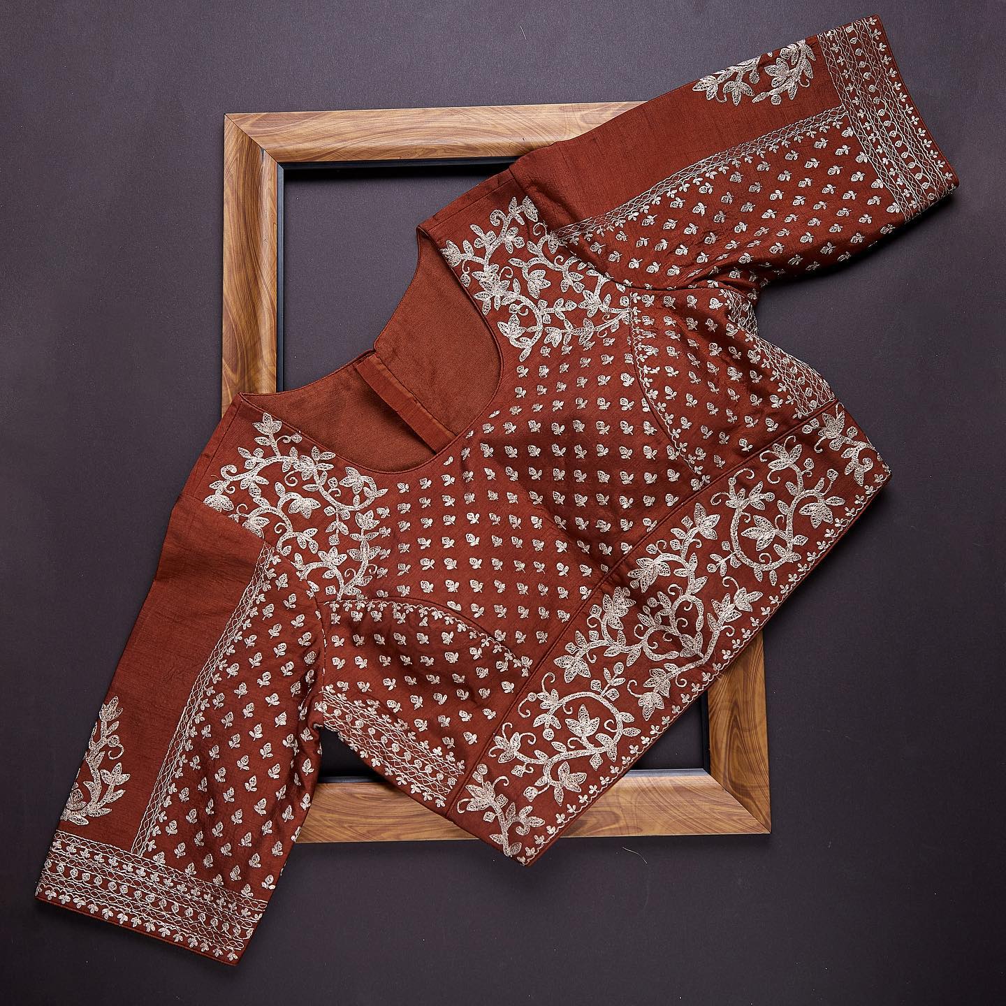 Brown Colour Rangoli Silk Sequence Embroidery Work Saree With Blouse - Image 2