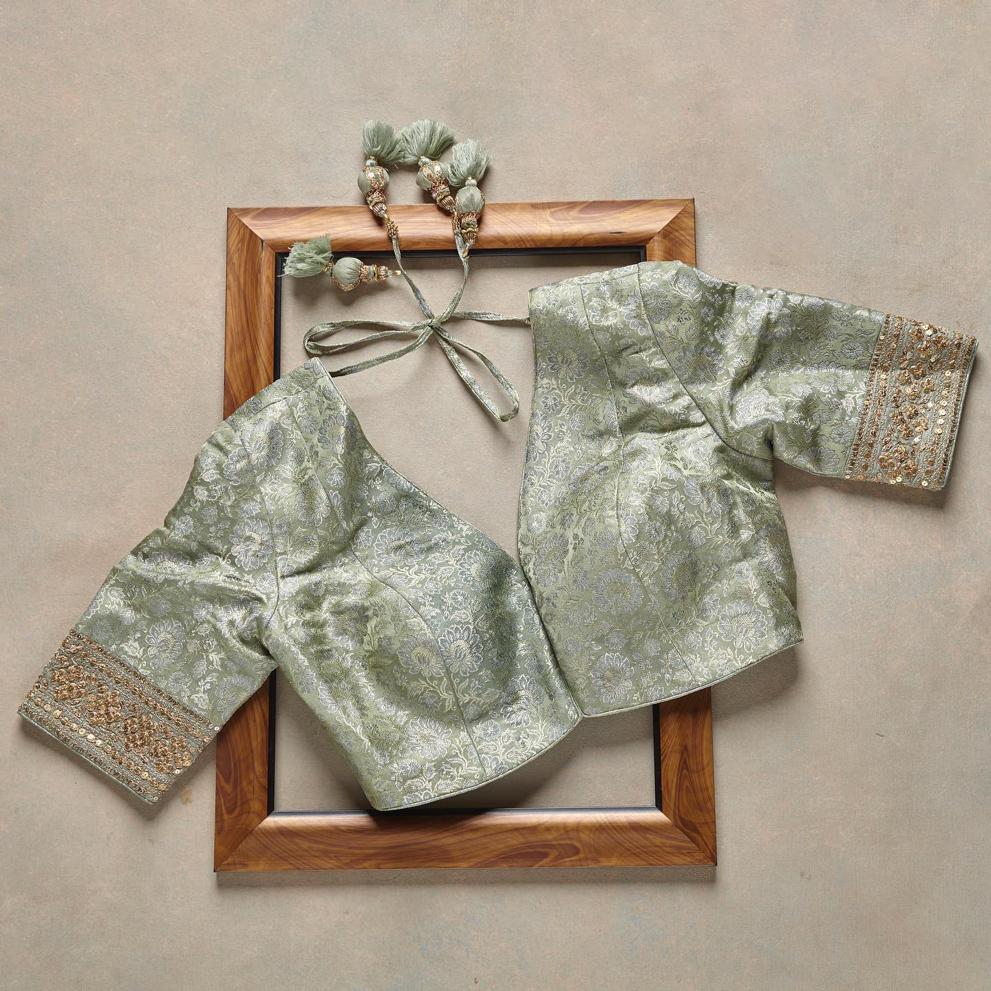 Grey Colour Rangoli Silk Sequence Embroidery Work Saree With Blouse - Image 3