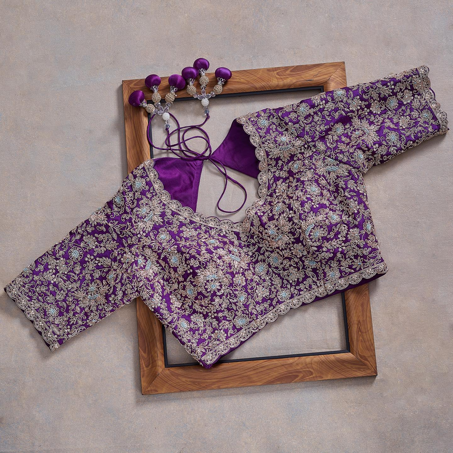 Violet Colour Rangoli Silk Sequence Embroidery Work Saree With Blouse - Image 3