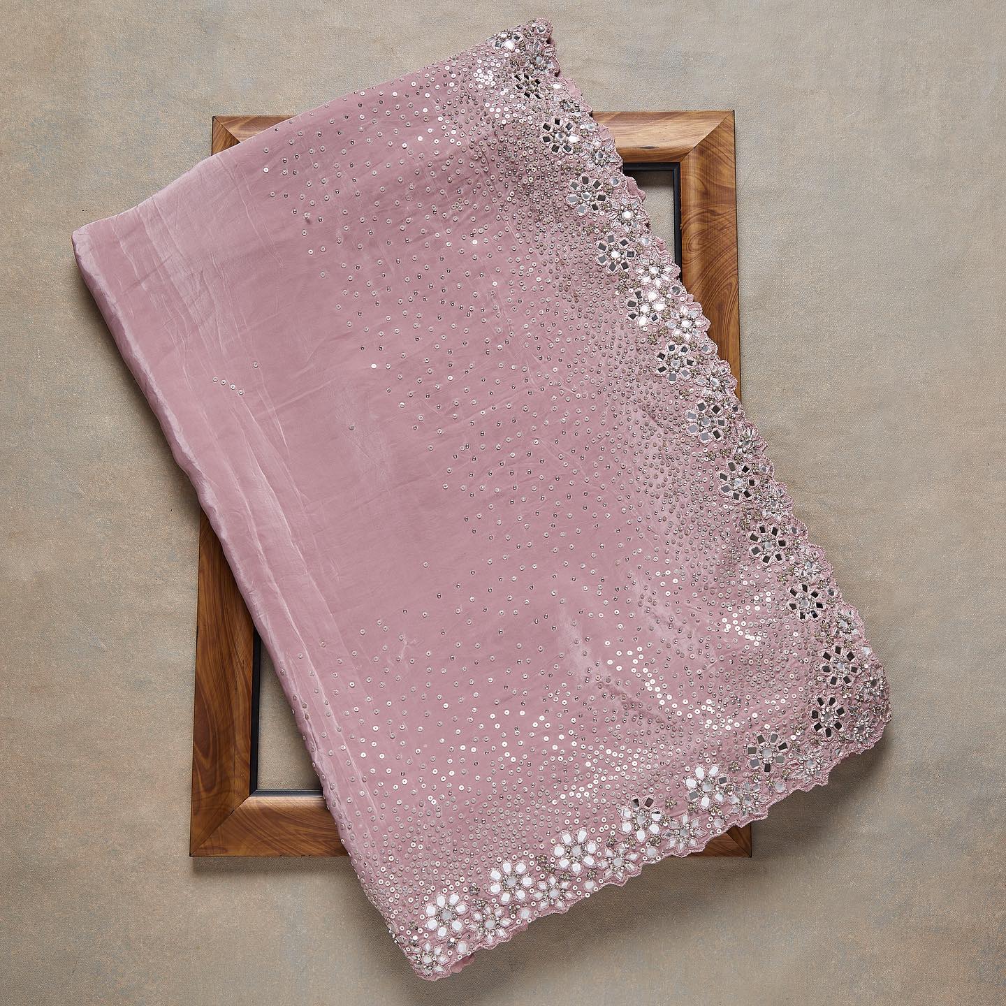 Baby pink Havy work Rangoli Silk Sequence Embroidery Work Saree With Blouse - Image 3