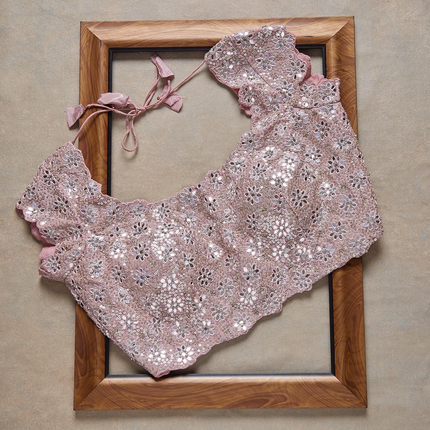 Baby pink Havy work Rangoli Silk Sequence Embroidery Work Saree With Blouse - Image 2