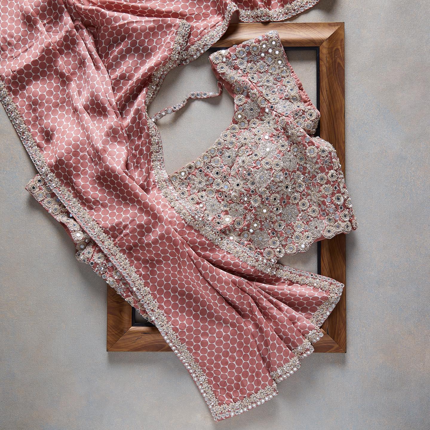 Peach Colour Rangoli Silk Sequence Embroidery Work Saree With Blouse - Image 3