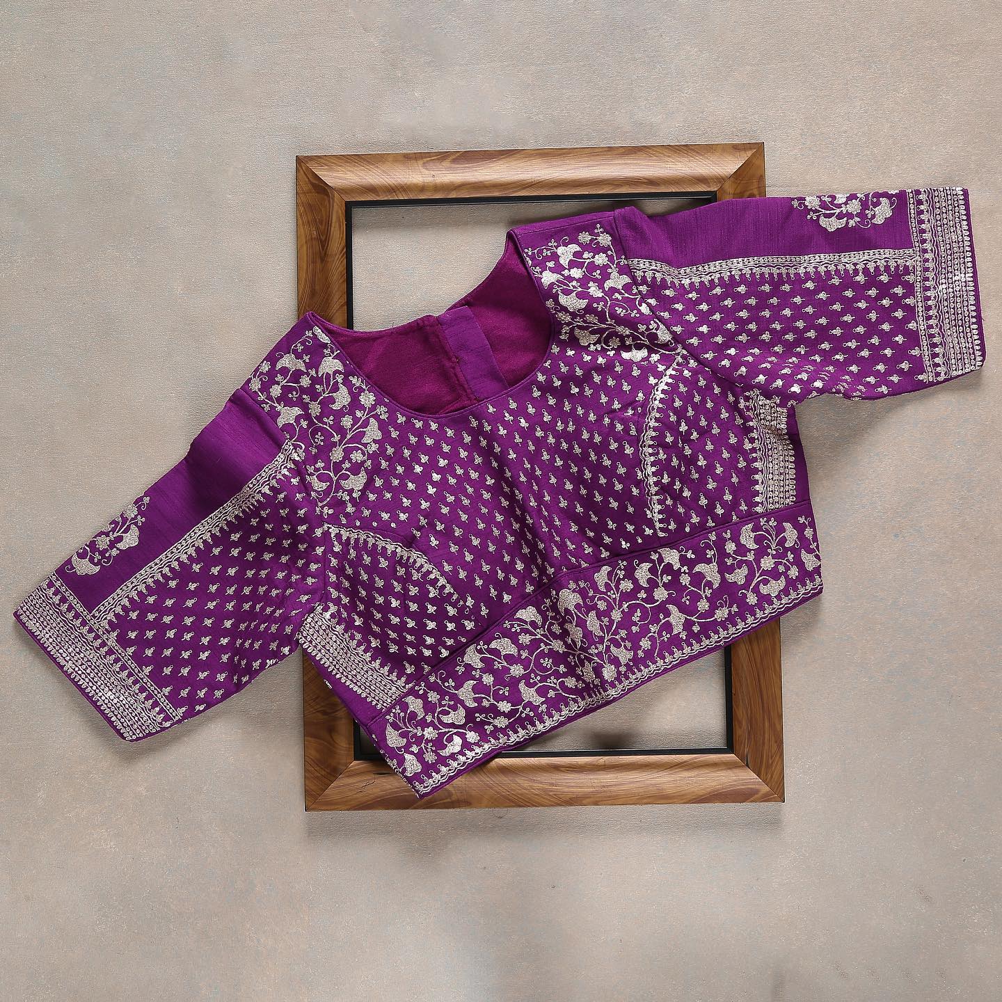 Purple Colour Rangoli Silk Sequence Embroidery Work Saree With Blouse - Image 2