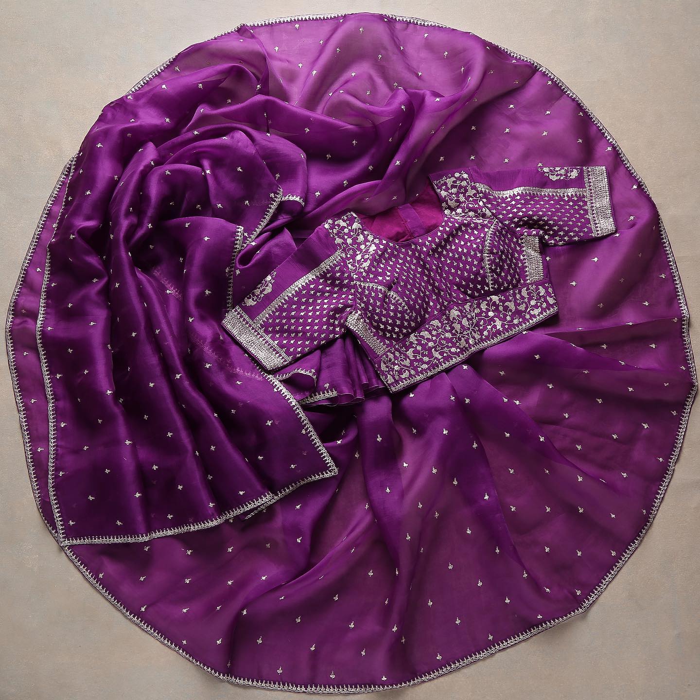 Purple Colour Rangoli Silk Sequence Embroidery Work Saree With Blouse - Image 3