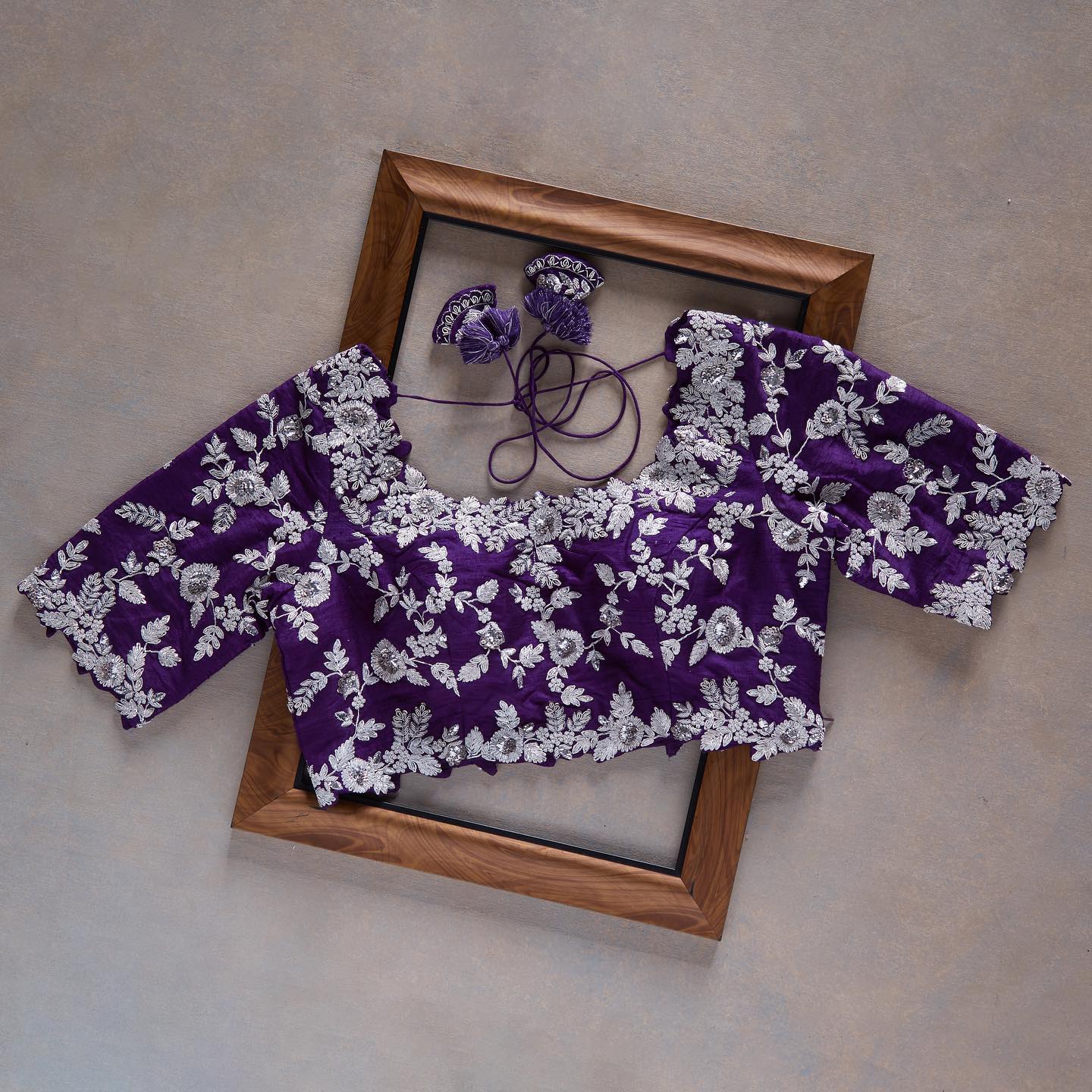 Peach blue Colour Rangoli Silk Sequence Embroidery Work Saree With Blouse - Image 3