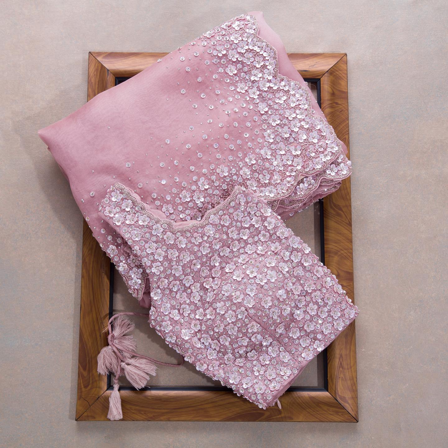 Attractive Pink Colour Rangoli Silk Sequence Embroidery Work Saree With Blouse - Image 2