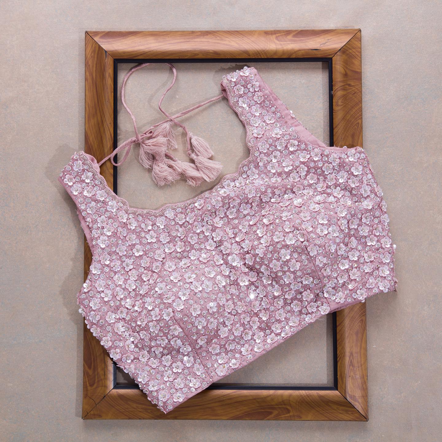 Attractive Pink Colour Rangoli Silk Sequence Embroidery Work Saree With Blouse - Image 3