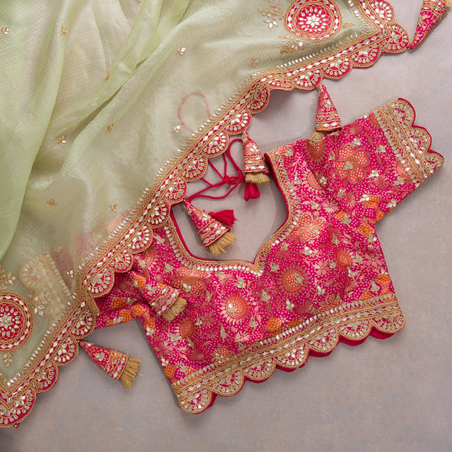 Pista Pink Colour Rangoli Silk Sequence Embroidery Work Saree With Blouse - Image 2