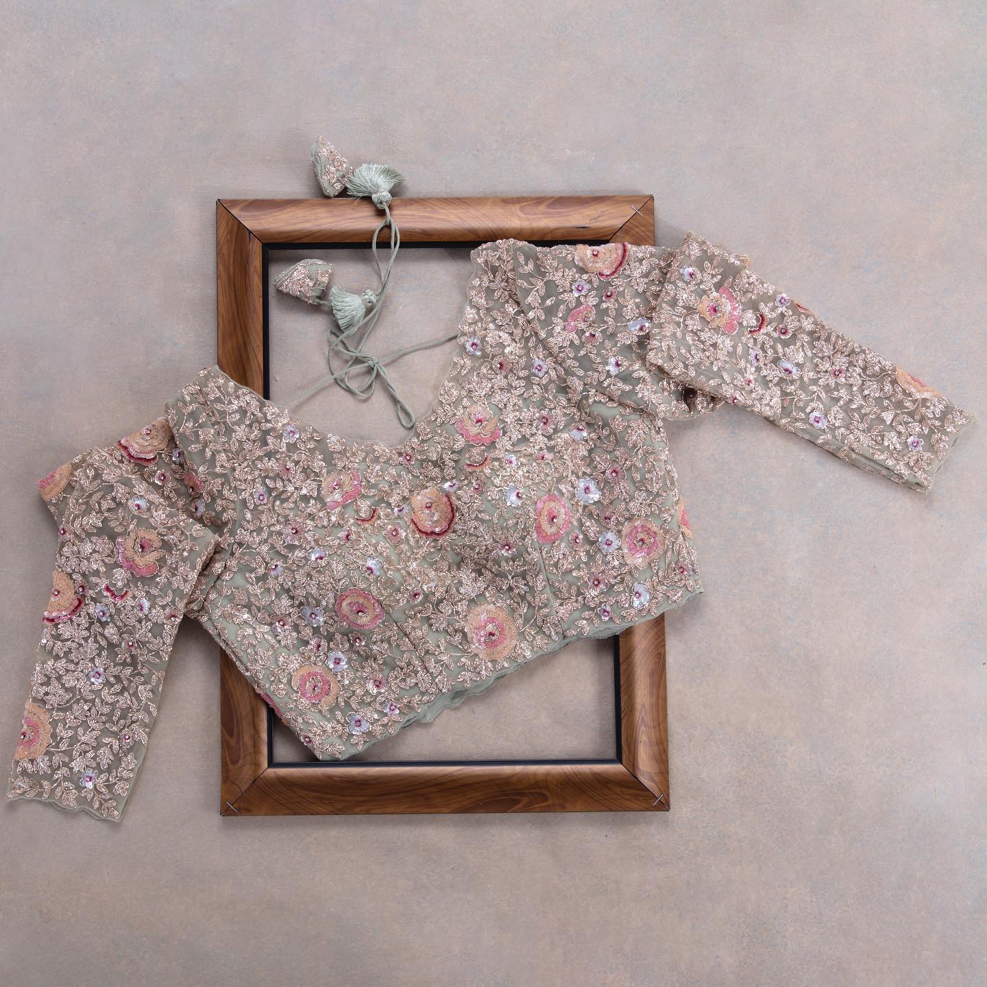 Pista Colour Rangoli Silk Sequence Embroidery Work Saree With Blouse - Image 2