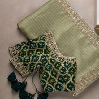 Pista GreenColour Rangoli Silk Sequence Embroidery Work Saree With Blouse