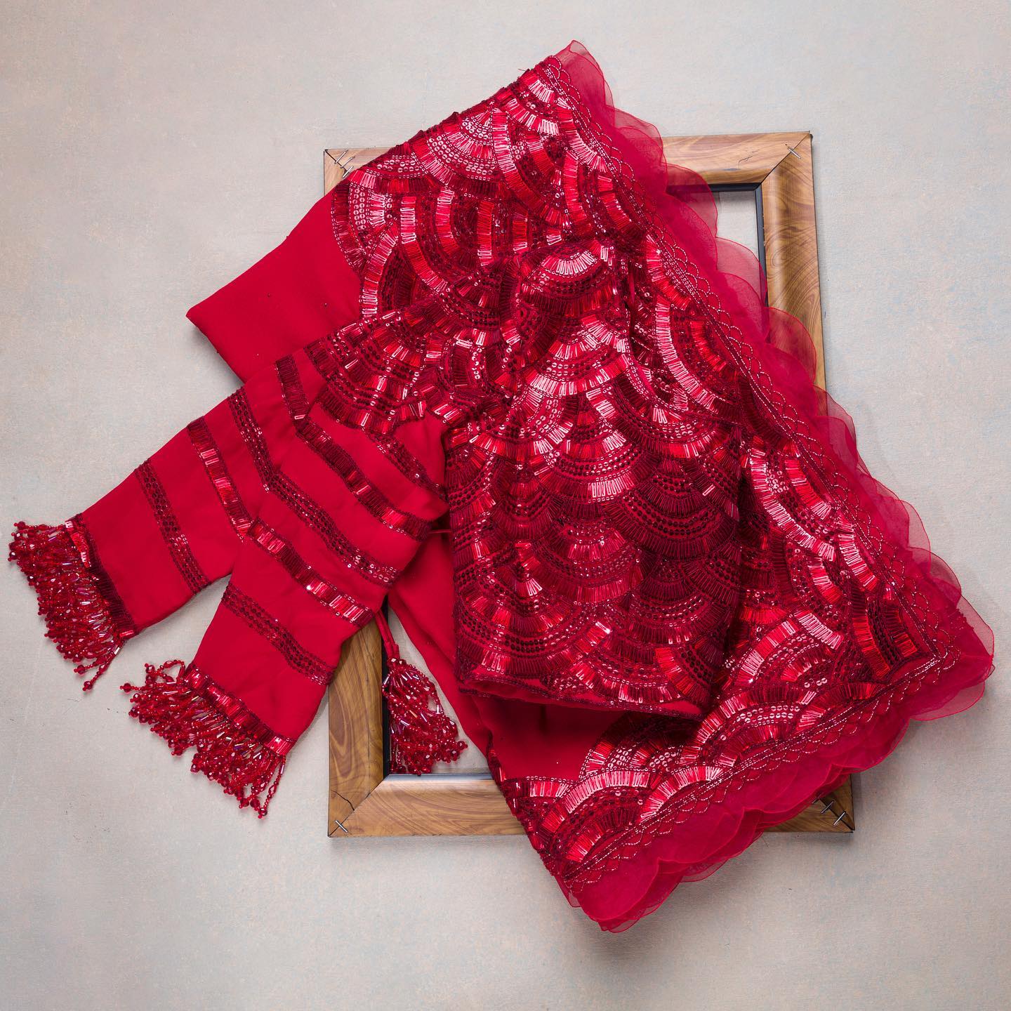 Red Colour Rangoli Silk Sequence Embroidery Work Saree With Blouse