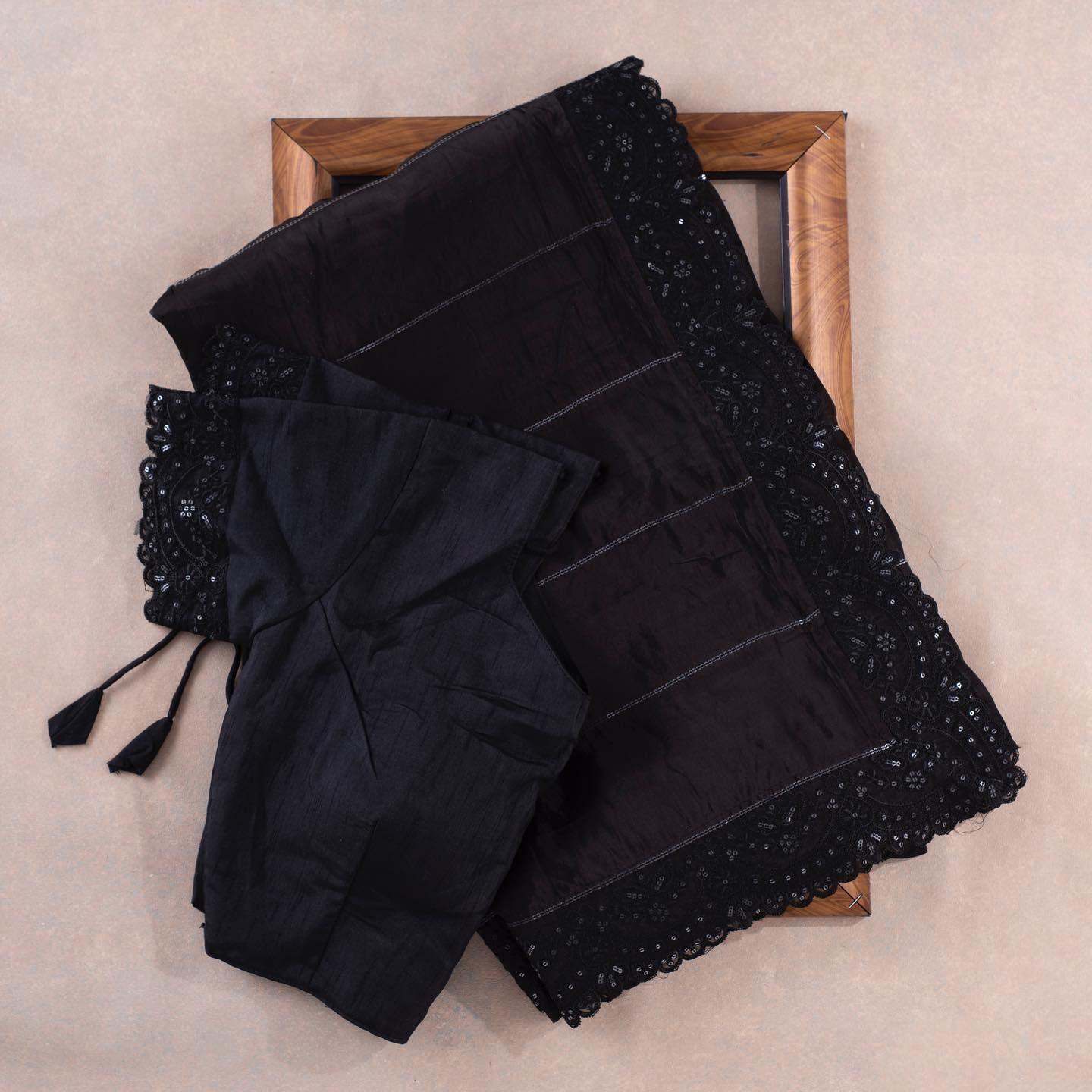 Black Colour Rangoli Silk Sequence Embroidery Work Saree With Blouse